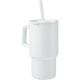Summit 18 oz Vacuum Insulated Mug with Straw — White (WH) — blank back view — 30