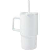 Summit 18 oz Vacuum Insulated Mug with Straw — White (WH) — blank back view — 31