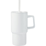 Summit 18 oz Vacuum Insulated Mug with Straw — White (WH) — blank front view — 25