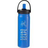 Carpo 20 oz Vacuum Bottle with Straw Lid — Bay Blue — decorated front view — 2