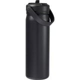 Carpo 20 oz Vacuum Bottle with Straw Lid — Black (BK) — blank back view — 25