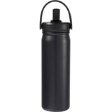 Carpo 20 oz Vacuum Bottle with Straw Lid — Black (BK) — blank front view — 21