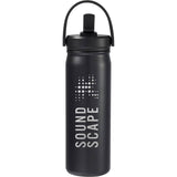 Carpo 20 oz Vacuum Bottle with Straw Lid — Black (BK) — decorated front view — 20