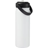 Carpo 20 oz Vacuum Bottle with Straw Lid — White (WH) — blank back view — 16