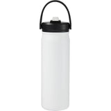 Carpo 20 oz Vacuum Bottle with Straw Lid — White (WH) — blank back view — 17