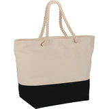 Zippered 12oz Cotton Canvas Rope Tote — Black (BK) — blank product view — 5