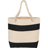 Rope Handle 16oz Cotton Canvas Tote — Black (BK) — blank front view — 8