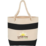 Rope Handle 16oz Cotton Canvas Tote — Black (BK) — decorated front view — 6