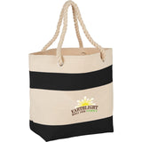Rope Handle 16oz Cotton Canvas Tote — Black (BK) — decorated product view — 7