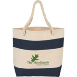 Rope Handle 16oz Cotton Canvas Tote — Navy (NY) — decorated front view — 2