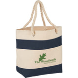 Rope Handle 16oz Cotton Canvas Tote — Navy (NY) — decorated product view — 3