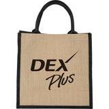 Medium Jute Gift Tote — Black (BK) — decorated front view — 6