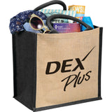 Medium Jute Gift Tote — Black (BK) — decorated product view — 7