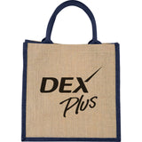 Medium Jute Gift Tote — Navy (NY) — decorated front view — 2