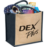 Medium Jute Gift Tote — Navy (NY) — decorated product view — 3