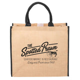 Large Jute Tote — Black (BK) — decorated front view — 14