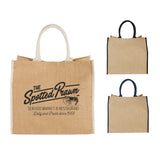 Large Jute Tote — Cream — decorated front view — 10