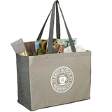 Recycled Cotton Contrast Side Shopper Tote — Natural — decorated right angle — 3