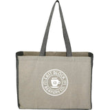 Recycled Cotton Contrast Side Shopper Tote — Natural — decorated front view — 2
