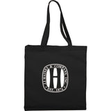 Odessa 8oz Cotton Canvas Tote — Black (BK) — decorated front view — 8