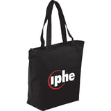 Maine 8oz Cotton Canvas Zippered Tote — Black (BK) — decorated product view — 4