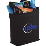 Maine 8oz Cotton Canvas Zippered Tote — Black (BK) — decorated product view — 3