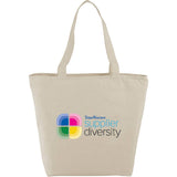 Maine 8oz Cotton Canvas Zippered Tote — Natural (NT) — decorated front view — 8