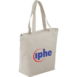 Maine 8oz Cotton Canvas Zippered Tote — Natural (NT) — decorated product view — 11