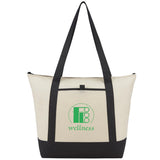 Lighthouse 24-Can Non-Woven Tote Cooler — Black (BK) — decorated front view — 8