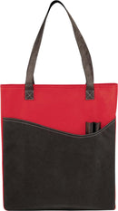 Rivers Pocket Non-Woven Convention Tote — Red with Black Trim (RE) — blank front view
