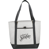 Lighthouse Non-Woven Tote — Black (BK) — decorated front view — 24