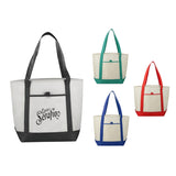 Lighthouse Non-Woven Tote — Black (BK) — decorated front view — 23
