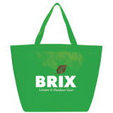 YaYa Budget Non-Woven Shopper Tote — Lime Green (LGR) — decorated front view — 57