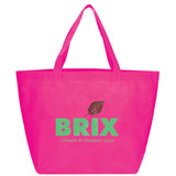 YaYa Budget Non-Woven Shopper Tote — Magenta — decorated front view — 17