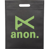 Freedom Heat Seal Non-Woven Tote — Black (BK) — decorated front view — 9