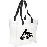 Rally Clear Stadium Tote — Black (BK) — decorated front view — 2