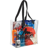 Rally Clear Stadium Tote — Black (BK) — decorated product view — 3