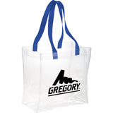 Rally Clear Stadium Tote — Royal (RYL) — decorated front view — 6