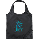 Bungalow Foldaway Shopper Tote Bag — Black (BK) — decorated front view — 28