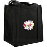Little Juno Non-Woven Grocery Tote — Black (BK) — decorated right angle — 70