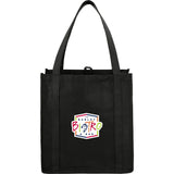 Little Juno Non-Woven Grocery Tote — Black (BK) — decorated front view — 69