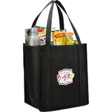 Little Juno Non-Woven Grocery Tote — Black (BK) — decorated product view — 71