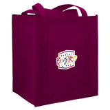 Little Juno Non-Woven Grocery Tote — Burgundy (BU) — decorated right angle — 65