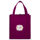 Little Juno Non-Woven Grocery Tote — Burgundy (BU) — decorated front view — 64