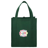 Little Juno Non-Woven Grocery Tote — Hunter Green (HGR) — decorated front view — 26