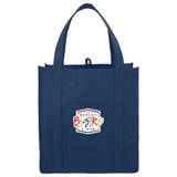 Little Juno Non-Woven Grocery Tote — Navy Blue (NBL) — decorated front view — 46