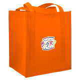 Little Juno Non-Woven Grocery Tote — Orange (OR) — decorated right angle — 19