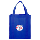 Little Juno Non-Woven Grocery Tote — Royal Blue (RBL) — decorated front view — 12