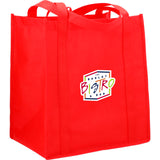 Little Juno Non-Woven Grocery Tote — RED (RE) — decorated right angle — 35