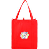 Little Juno Non-Woven Grocery Tote — RED (RE) — decorated front view — 34